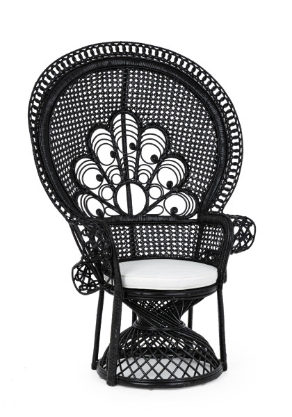 Gartensessel PEACOCK in schwarz aus Rattan