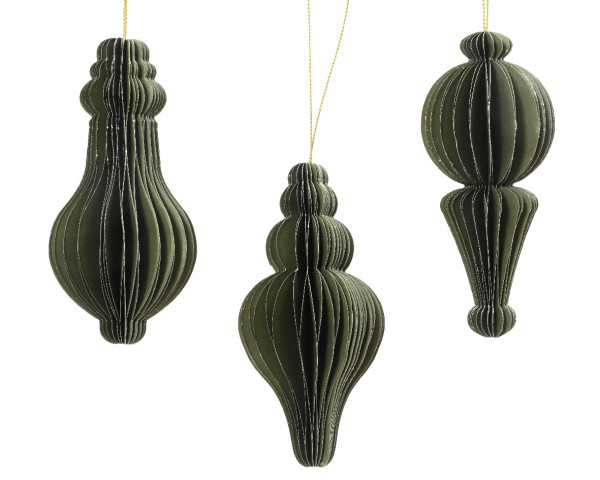 Christbaumschmuck Hänger ORNAMENT grün in grün aus Papier