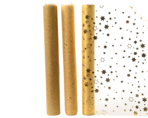 Dekostoff ORGANZA gold in goldfarben aus Polyester