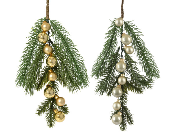 Tannenzweig mit Kugeln in mehrfarbig aus Kunststoff