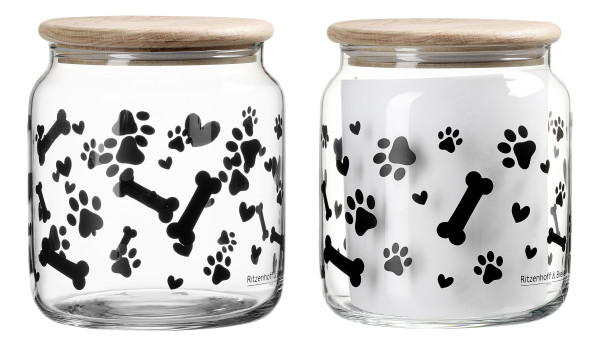 Dose MIKA DOG in transparent aus Glas