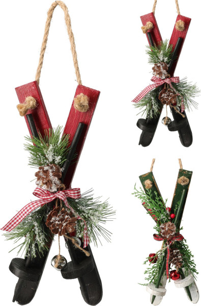 Christbaumschmuck Hänger SKI in mehrfarbig aus Holz