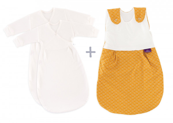 Babyschlafsack-Set LIEBMICH in goldfarben aus Baumwolle