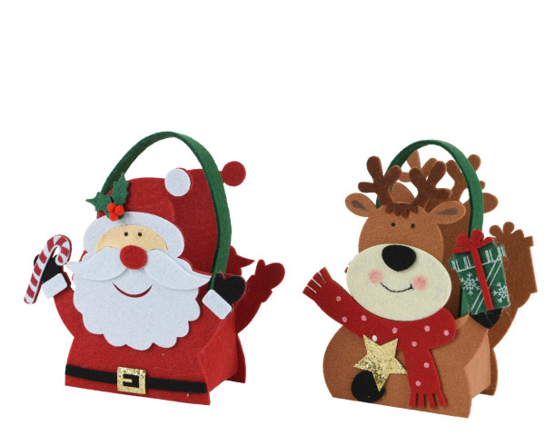 Geschenktasche SANTA/RENTIER in mehrfarbig aus Filz