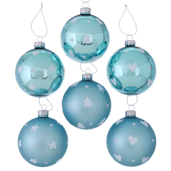 Weihnachtskugel NOLLAG in türkis aus Glas