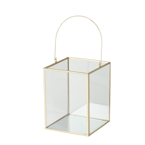 Windlicht MALTA in goldfarben aus Materialmix