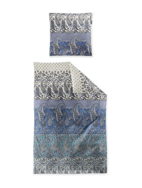 Bettwäsche WAVE Satin in blau aus Baumwolle