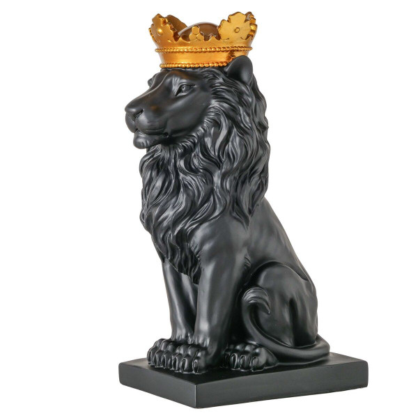 Dekofigur LION in schwarz aus Kunstharz