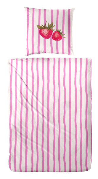 Bettwäsche STRAWBERRY in mehrfarbig aus Baumwolle