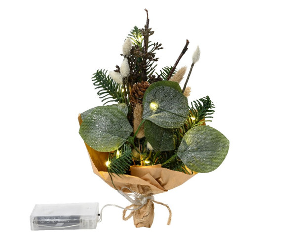 Gesteck Weihnachten LED in grün aus Kunststoff