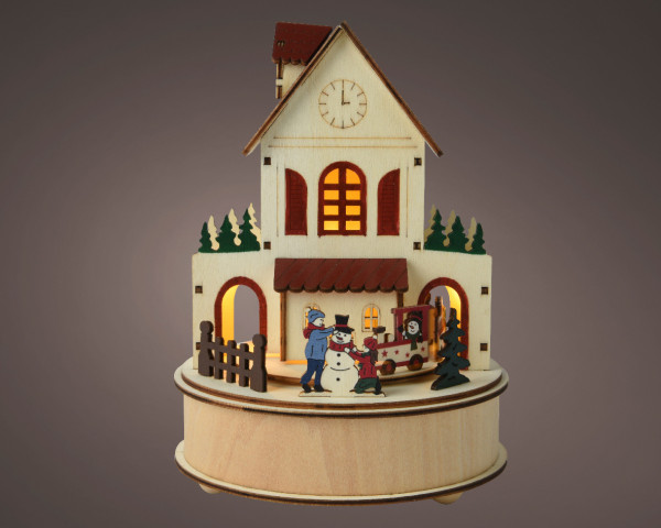 Dekoobjekt LED CHRISTMAS SCENE in mehrfarbig aus Holz