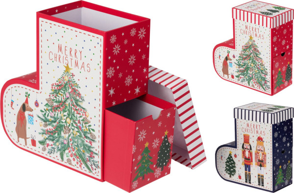 Geschenkbox MERRY CHRISTMAS in mehrfarbig aus Papier