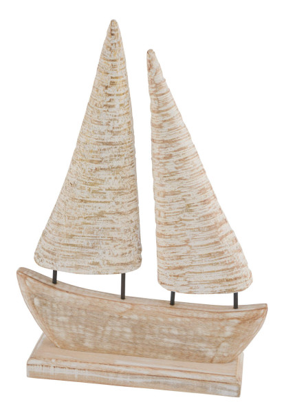 Segelboot in creme aus Holz
