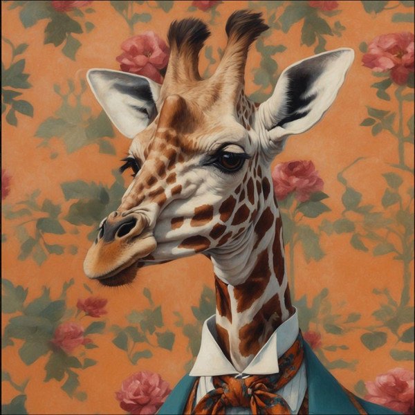 Aludibondbild GIRAFFE IN SUIT in mehrfarbig aus Metall