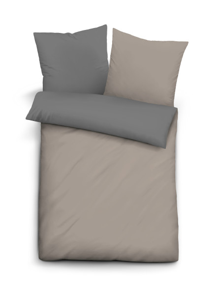 Bettwäsche RENFORCÉ taupe in taupe aus Baumwolle