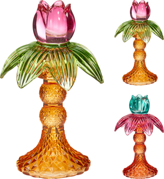 Kerzenhalter TULIP in mehrfarbig aus Glas