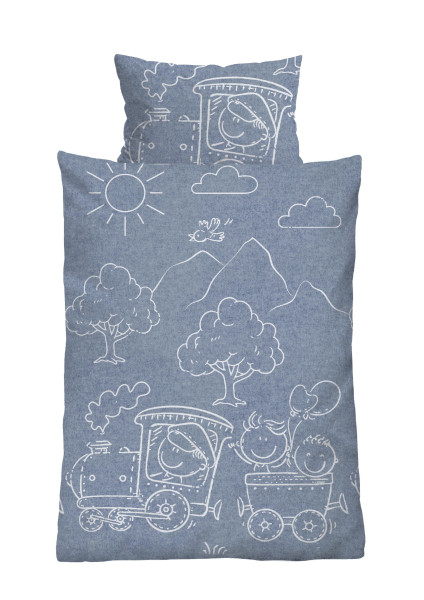 Bettwäsche MELANGE blau in blau aus Baumwolle