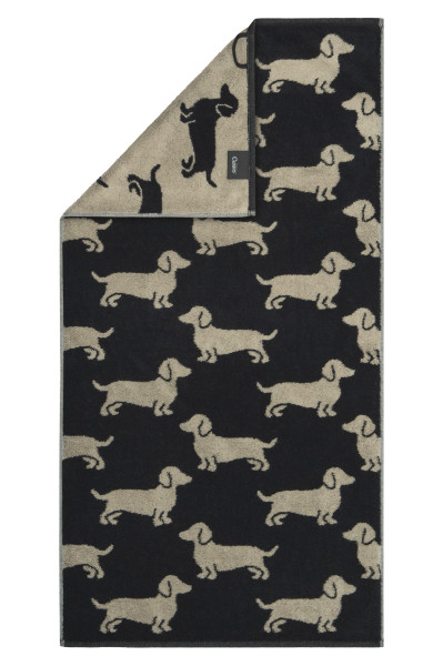 Gästetuch WE LOVE DOGS in schwarz aus Baumwolle