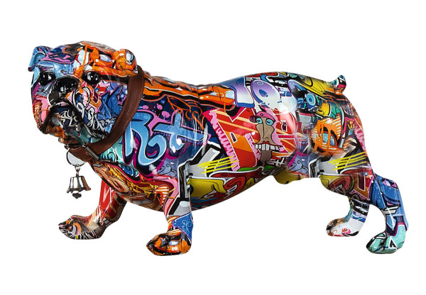 Figur BULLDOGGE STREET ART in mehrfarbig aus Kunstharz