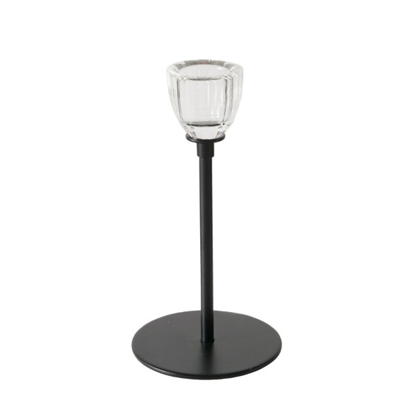 Kerzenleuchter POLUS in schwarz aus Materialmix