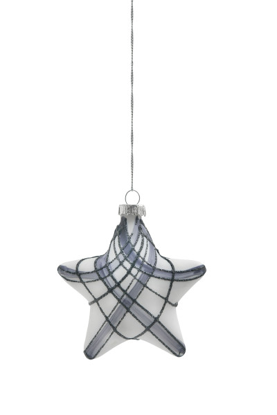 Weihnachtskugel Stern LINES in grau aus Glas