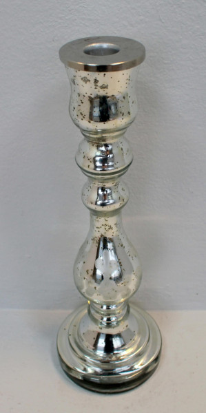 Kerzenhalter in silberfarben aus Glas