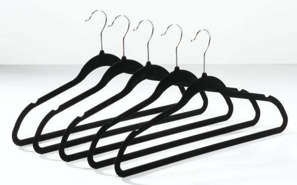 Kleiderbügel-Set VELVET in schwarz aus Materialmix