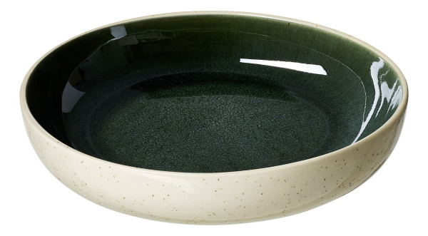 Suppenteller SKOG in beige/grün aus Steingut
