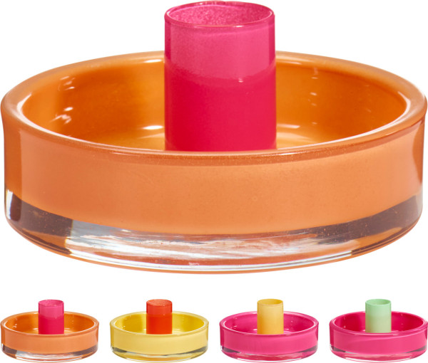 Kerzenhalter in mehrfarbig aus Glas