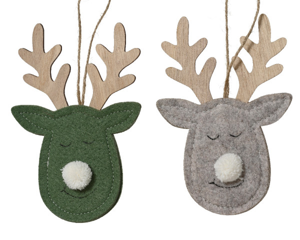 Christbaumschmuck Hänger DEER in mehrfarbig aus Materialmix
