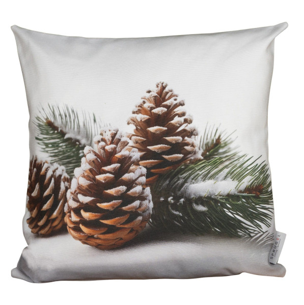 Kissenhülle WINTER PINECONE in braun aus Mischgewebe