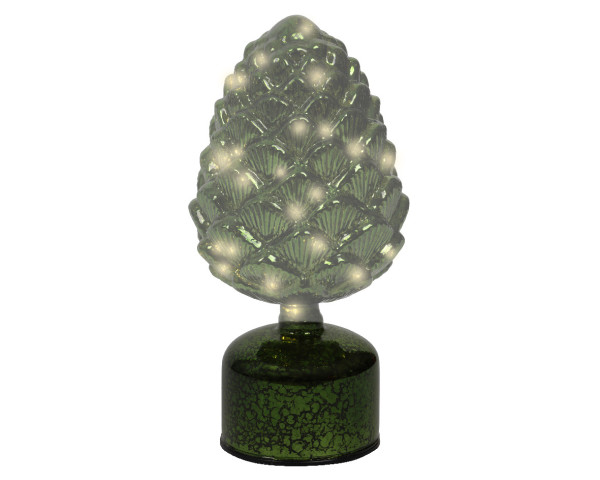 Dekoobjekt LED ZAPFEN grün in grün aus Glas