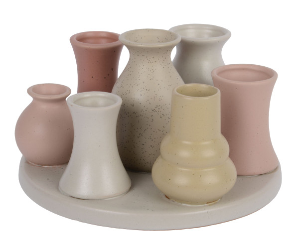 Vasen Arrangement in beige aus Steingut