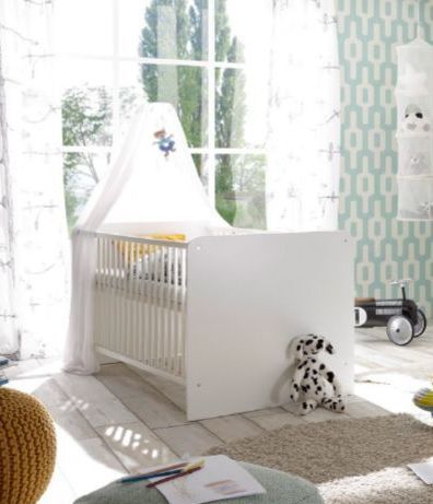Babybett Paula Bett Kinderbett Gitterbett Babyzimmer in weiß 70x140 cm 