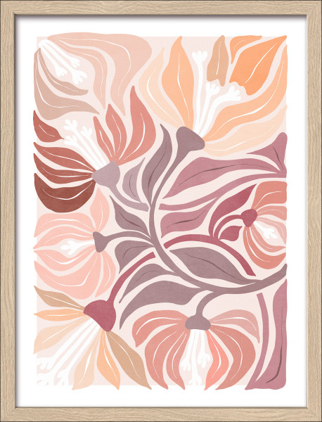 Gerahmtes Bild BOTANICAL ART V in mehrfarbig aus Glas satiniert