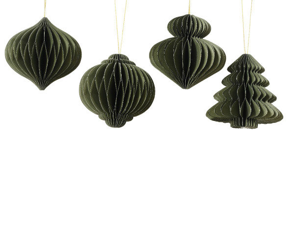 Christbaumschmuck Hänger ORNAMENT grün in grün aus Papier