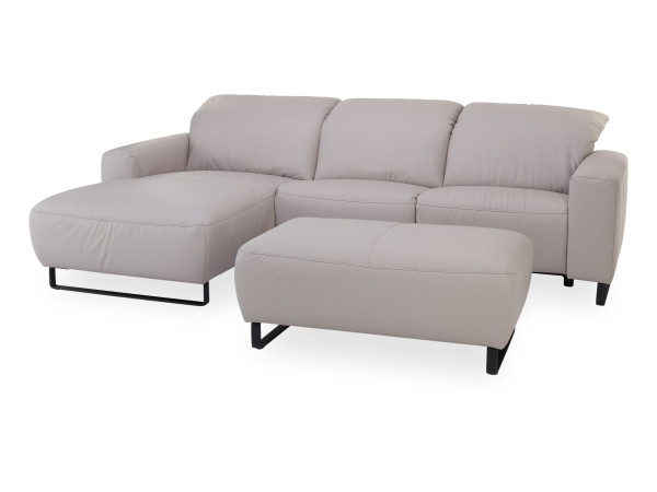 Polsterecke CALANO in Light Grey aus Leder
