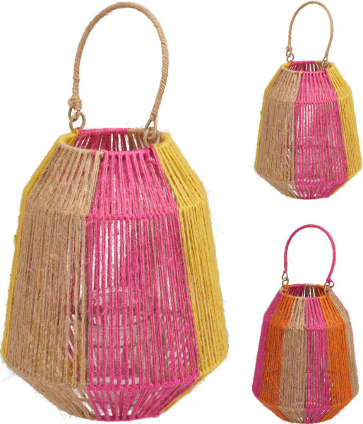 Laterne JUTE in bunt aus Jute
