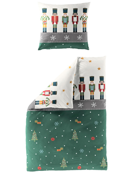 Bettwäsche NUSSKNACKER Biber in jade aus Baumwolle