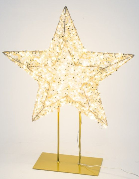 Weihnachtsstern LED auf Ständer in goldfarben aus Metall