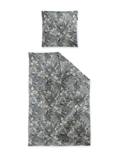Bettwäsche WAVE Satin in grün aus Baumwolle