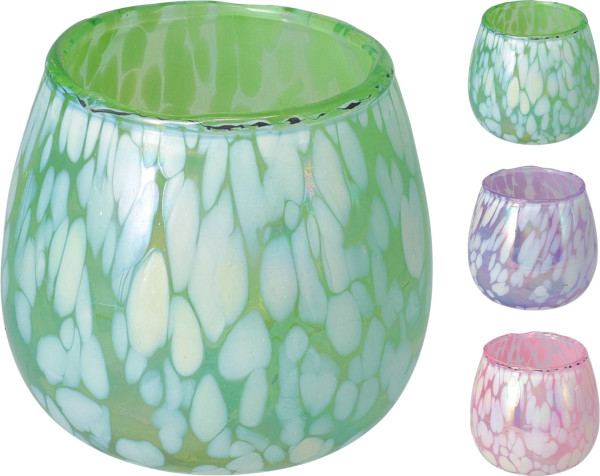 Teelichthalter in bunt aus Glas