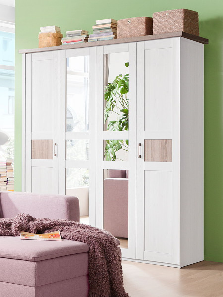 Kleiderschrank DANNY in weiß/braun aus Dekor