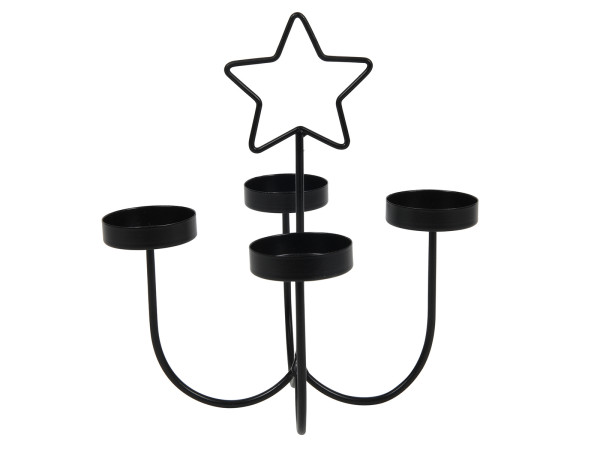 Teelichthalter STAR in schwarz aus Metall