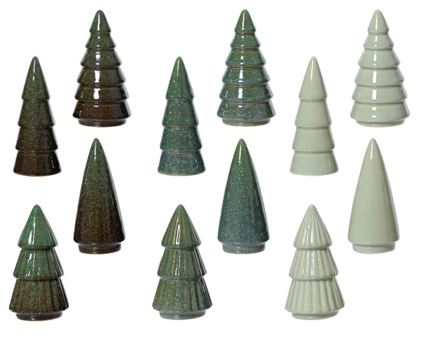 Dekoobjekt X-MAS BAUM in mehrfarbig aus Porzellan