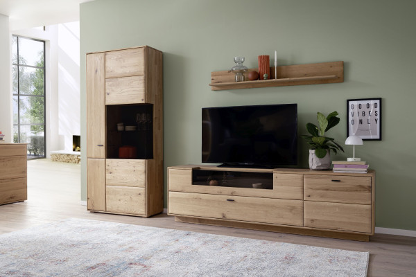 Wohnwand MONDO NATUR MINOMA in Balkeneiche aus Massivholz