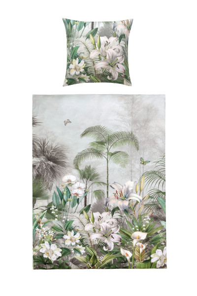 Wendebettwäsche PALOMA Satin in grün aus Baumwolle