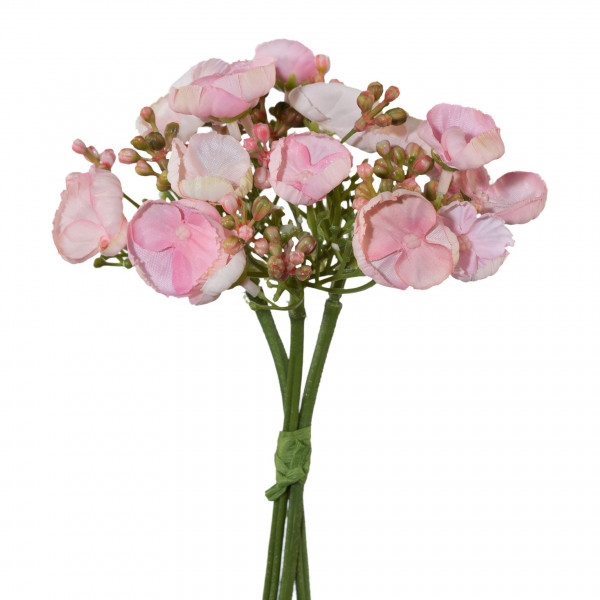 Kunstblume Wildhortensie in rose aus Kunststoff