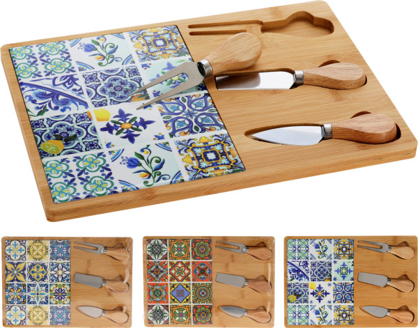 Käsetablett-Set MOSAIK in mehrfarbig aus Dolomit