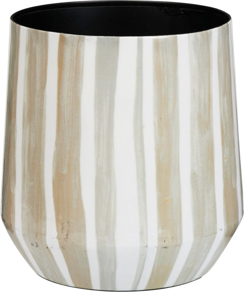 Übertopf STREIFEN in beige aus Eisen